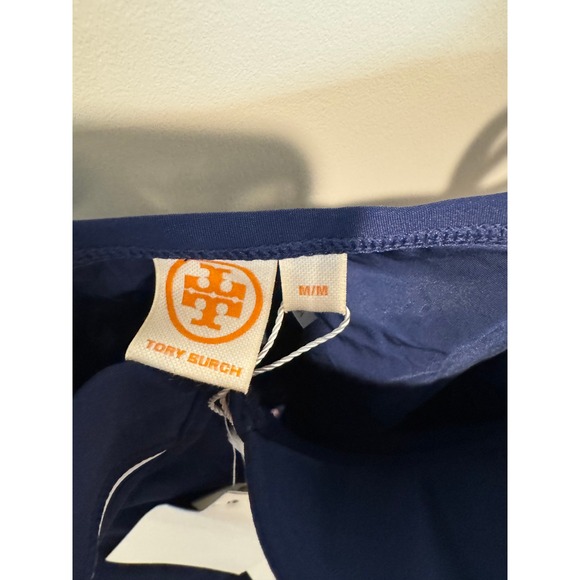 Tory Burch Navy Blue White Trim One Piece Swimsuit Medium Retro Style - Picture 4 of 7